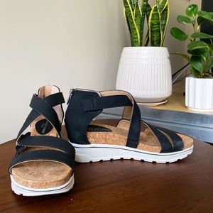 Adrienne Vittandi Black Wedge Sandal